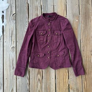 burgundy white house black market military style jacket